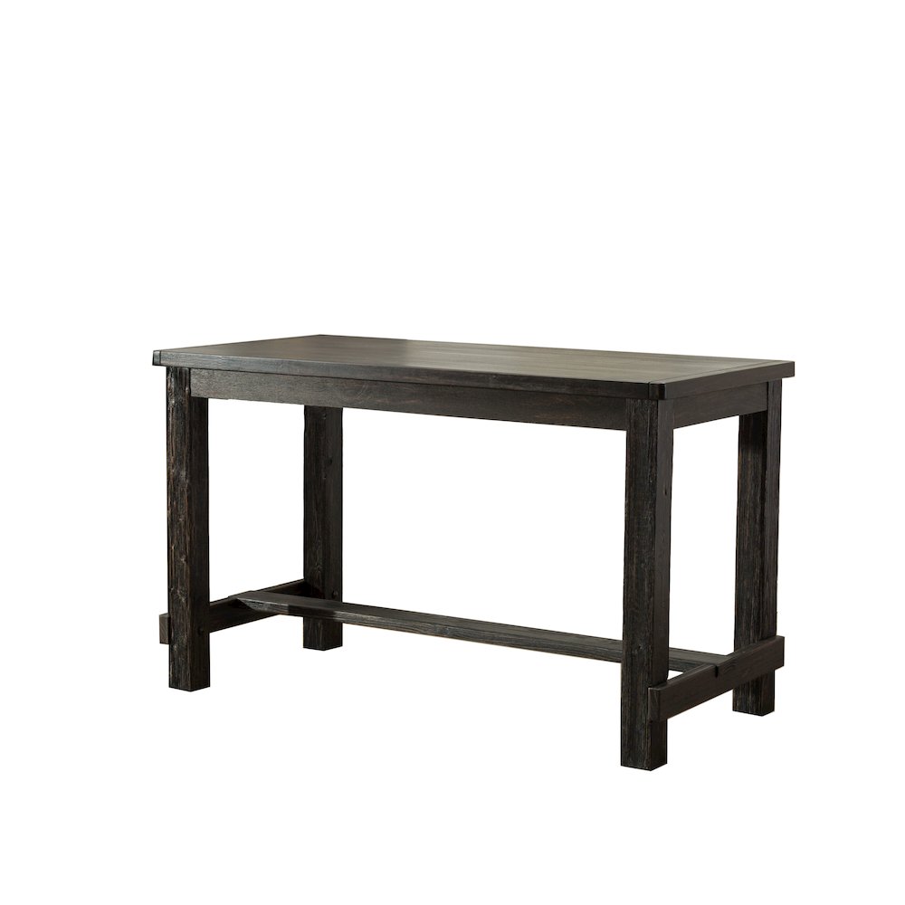 Lotusville Antique Black Finish Rectangular Wood Counter Height Dining Table. Picture 1