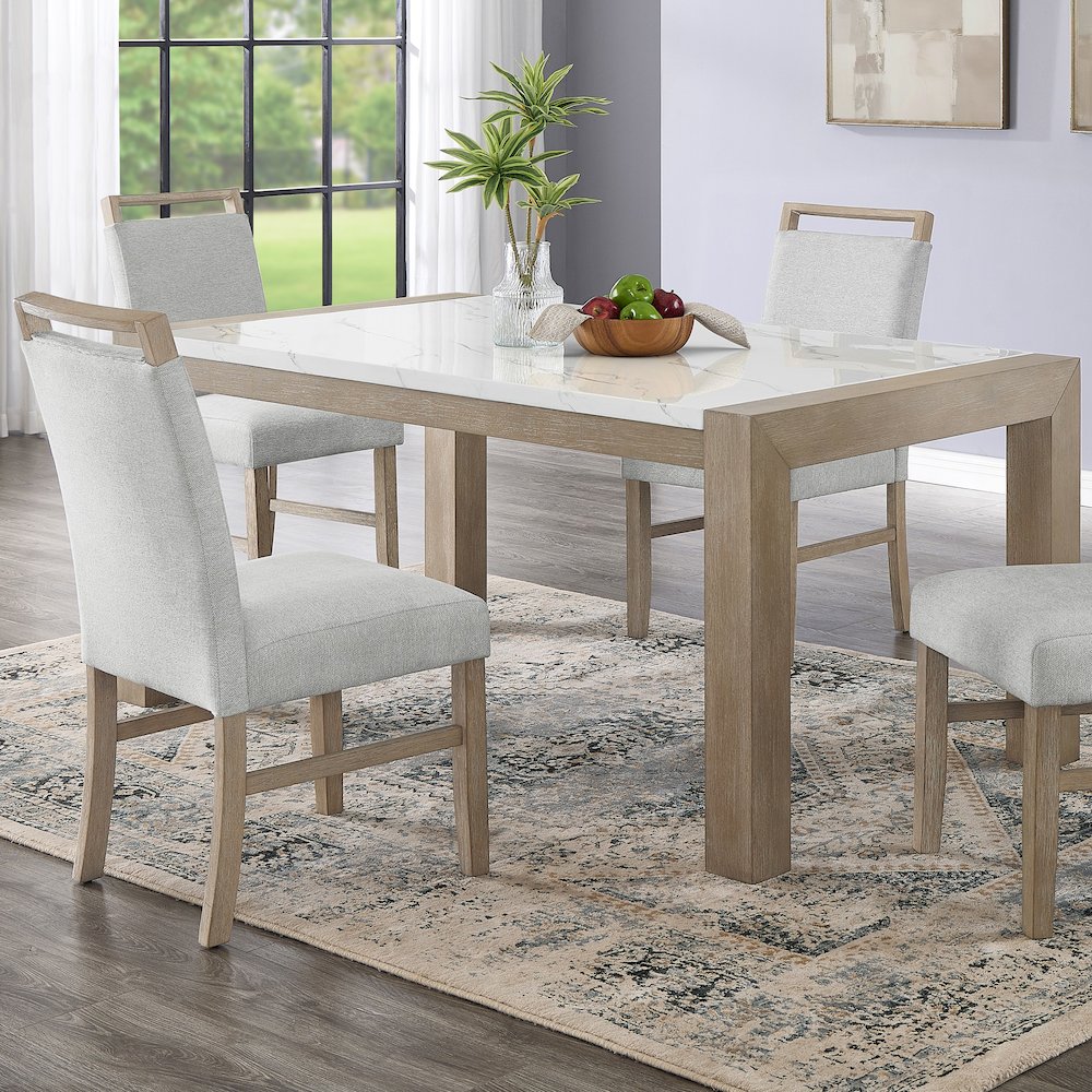 ZelalleUpholstered Dining Chairs,Light Gray Fabric with Rubberwood Legs,Set of 2. Picture 4