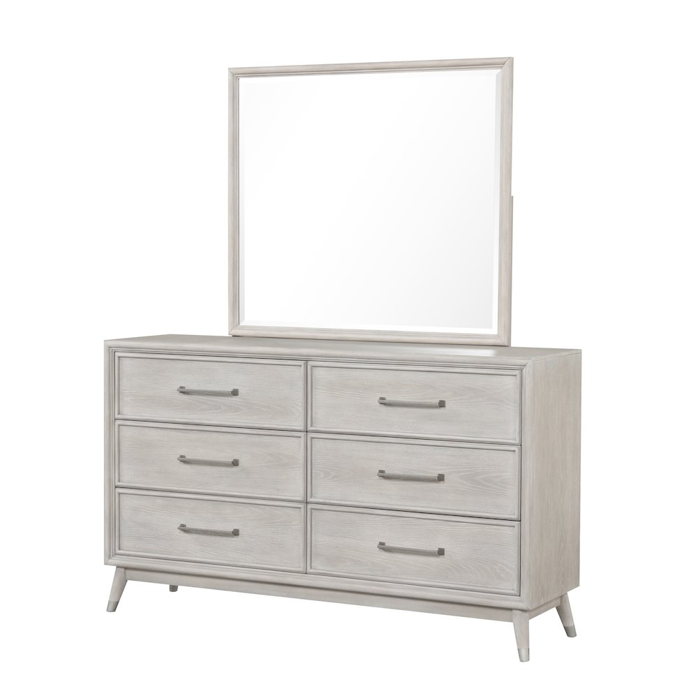 Seluna 6-Drawer Bedroom Dresser with Mirror, Gray Oak Finish. Picture 11