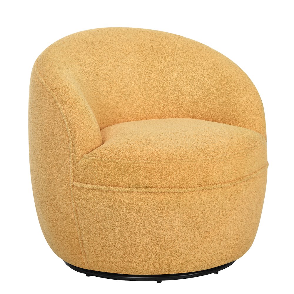 Galleria 360 Swivel Teddy Sherpa Barrel Chair, Yellow. Picture 1
