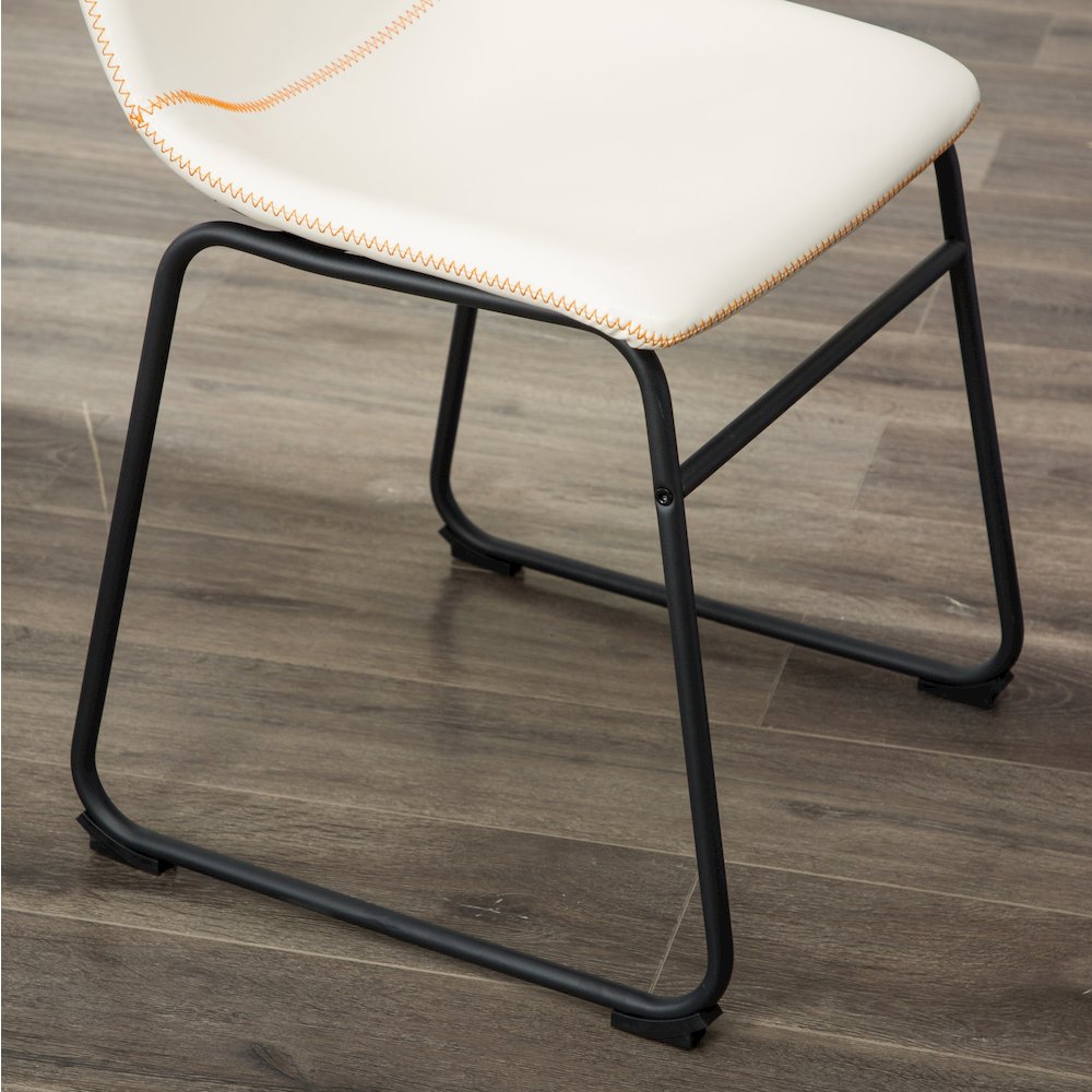 Lotusville Vintage PU Leather Dining Chairs, White, Set of 2. Picture 7