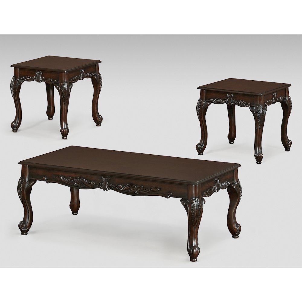 Hernen Carved Wood Frame Gray 5-Piece Living Room Set. Picture 8