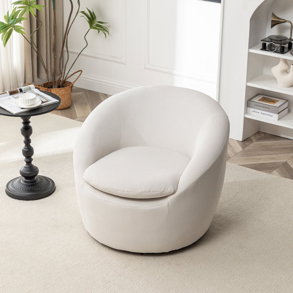 Winnie Modern Barrel Chair, 360° Swivel. Picture 10