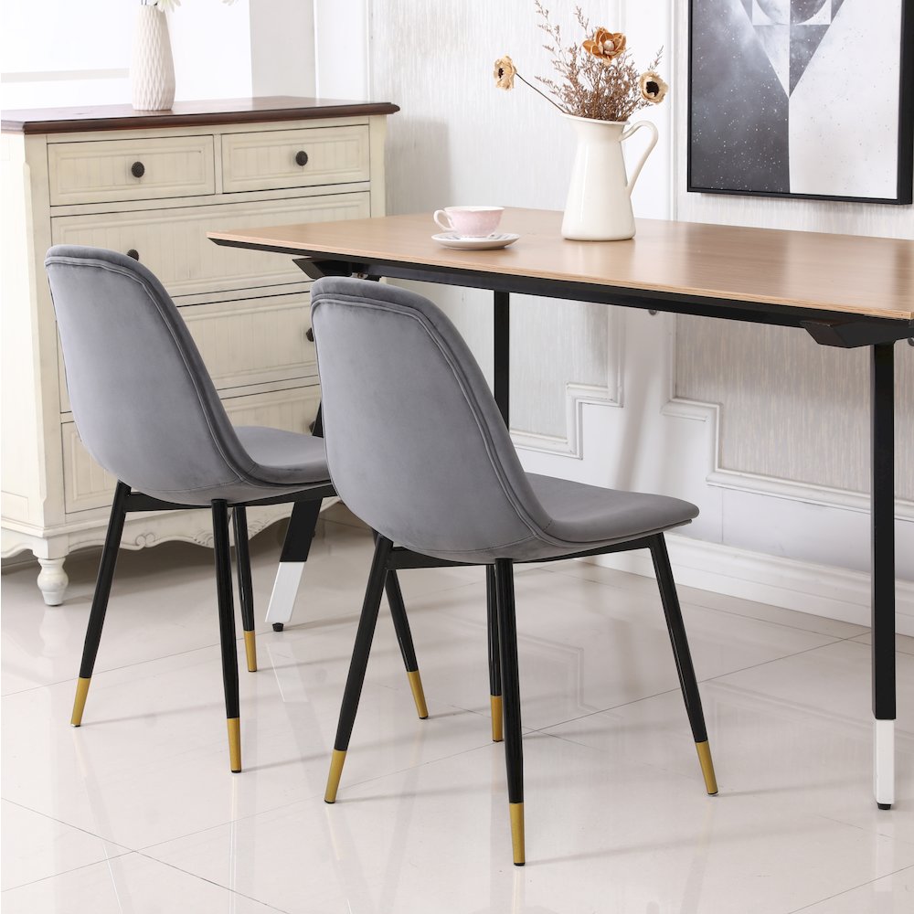 Lassan Contemporary Fabric Dining Chairs, Set of 4, Gray. Picture 4