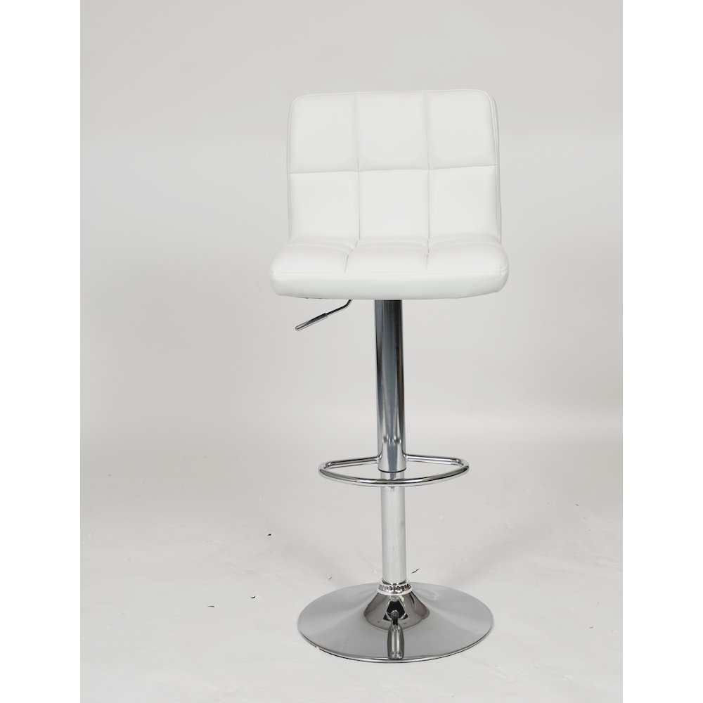 Biscc 2 Swivel Elegant PU Leather Modern Adjustable Hydraulic Bar Stools, White. Picture 5