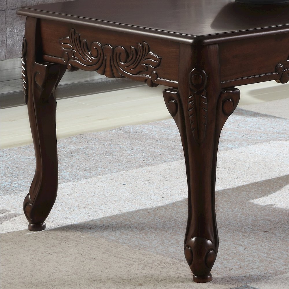 Blush 3-Pc Dark Cherry Finish Wood Coffee & End Table Set. Picture 7
