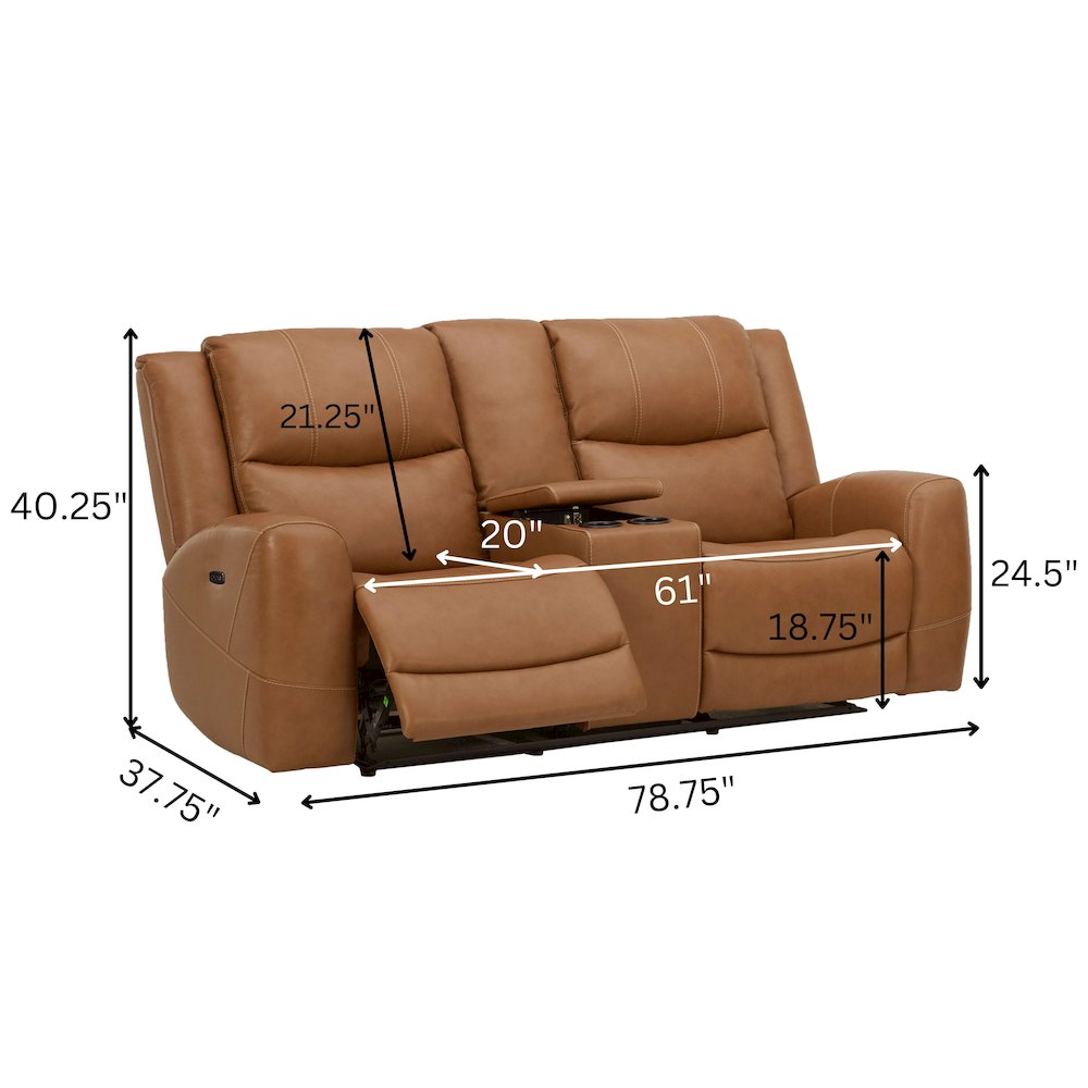 Cozura Leather Power Recling Sofa and Loveseat, Silverado Butternut. Picture 16