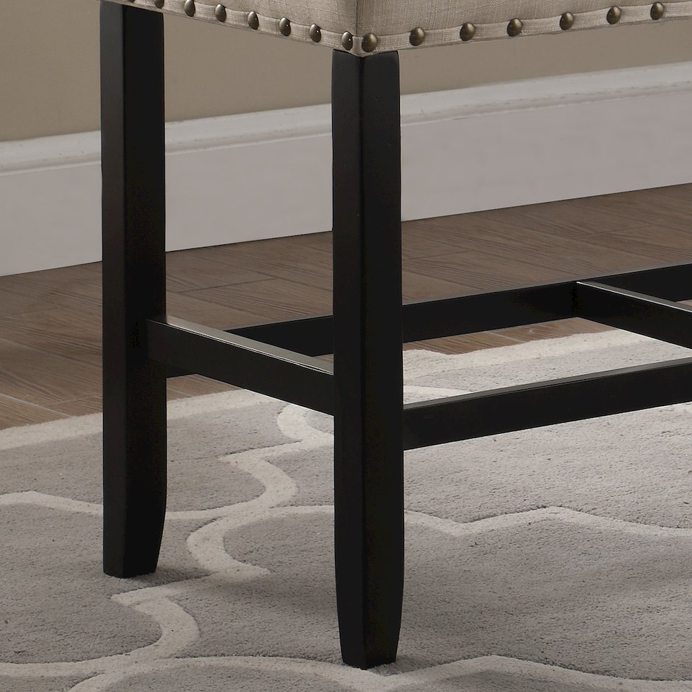 Biony Tan Fabric Counter Height Dining Bench with Nailhead Trim. Picture 4