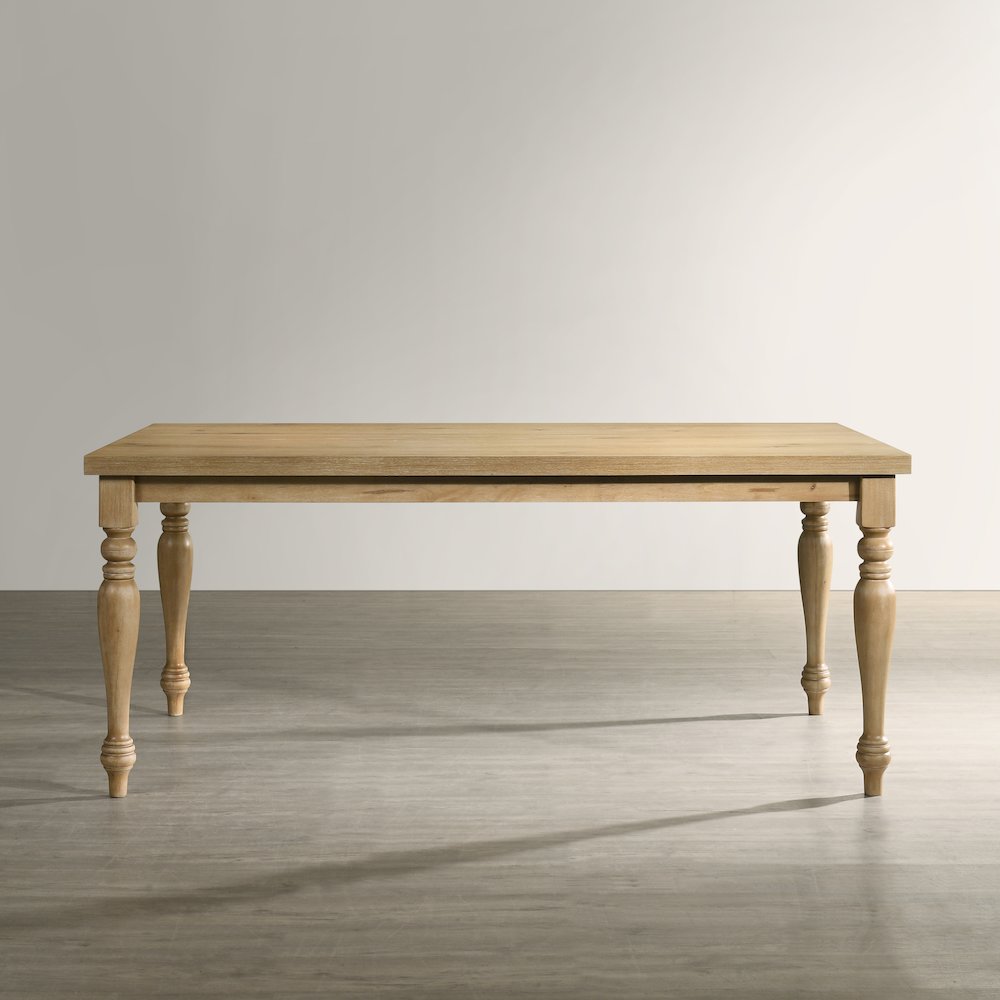 Verta Solid Wood Leg Dining Table with Oak Veneer Top and Turned Legs. Picture 2