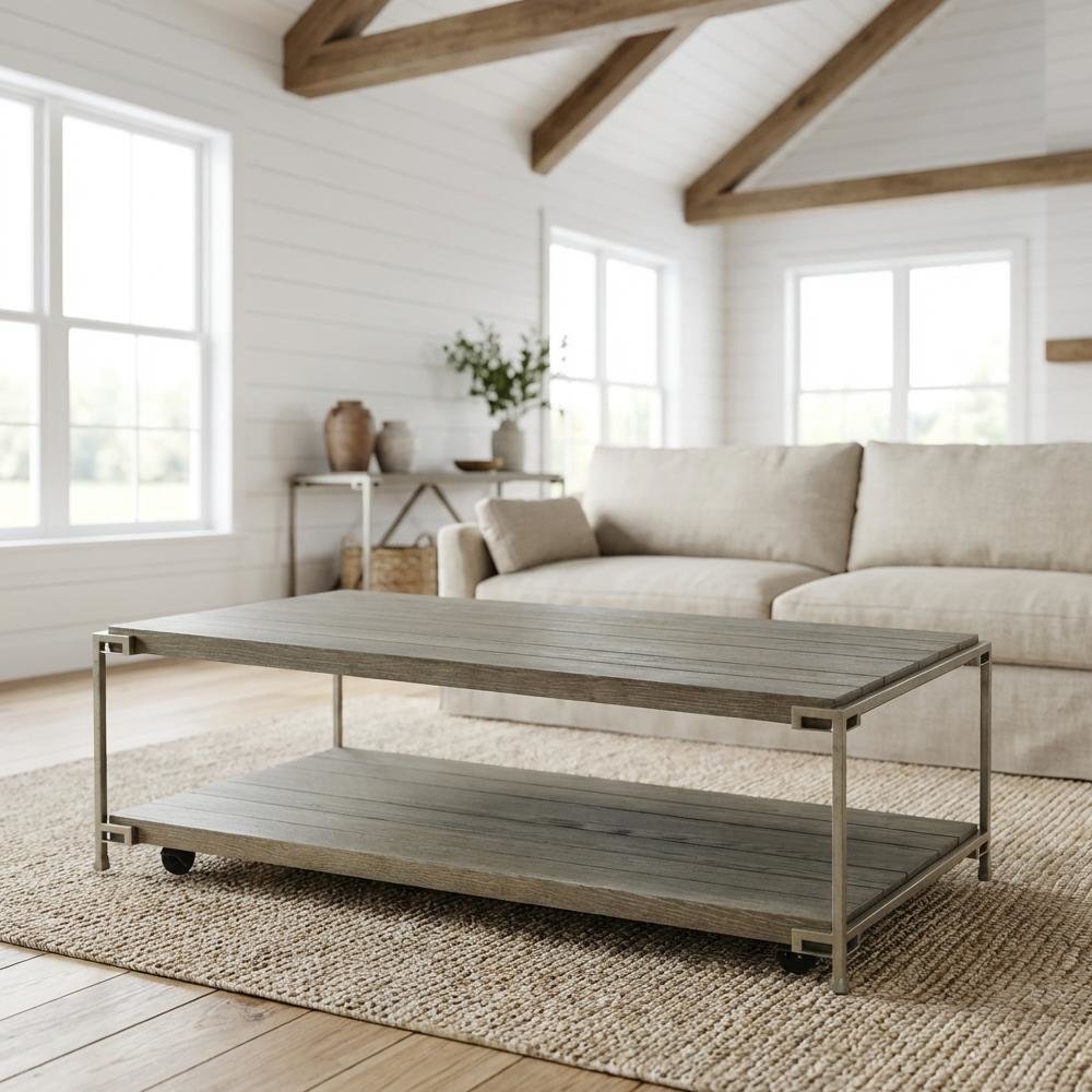 Aged Graphite 3-Piece Wood Living Room Table Set with Coffee and End Tables. Picture 2