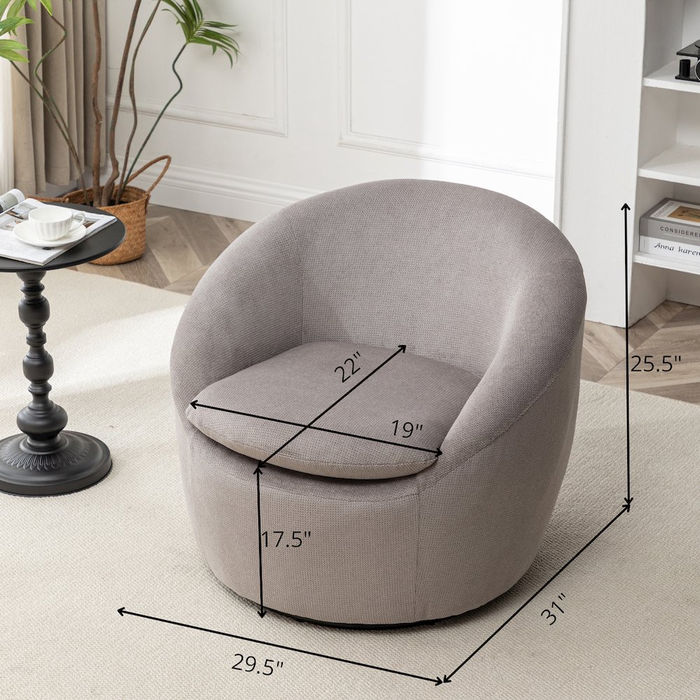 Winnie Modern Barrel Chair, 360° Swivel. Picture 12