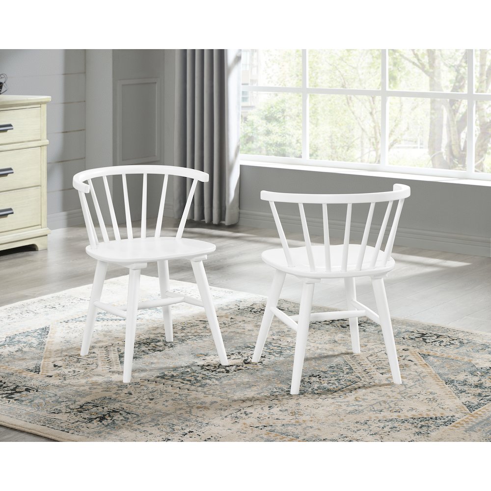 Alwynn White and Natural Wood 5-Pc Dining Set, Table with 4 Windsor Chairs. Picture 8