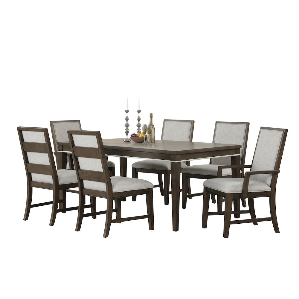 Aberll Wood Dining Room Set, Table with 4 Side Chairs and 2 Armchairs, Gray. Picture 1
