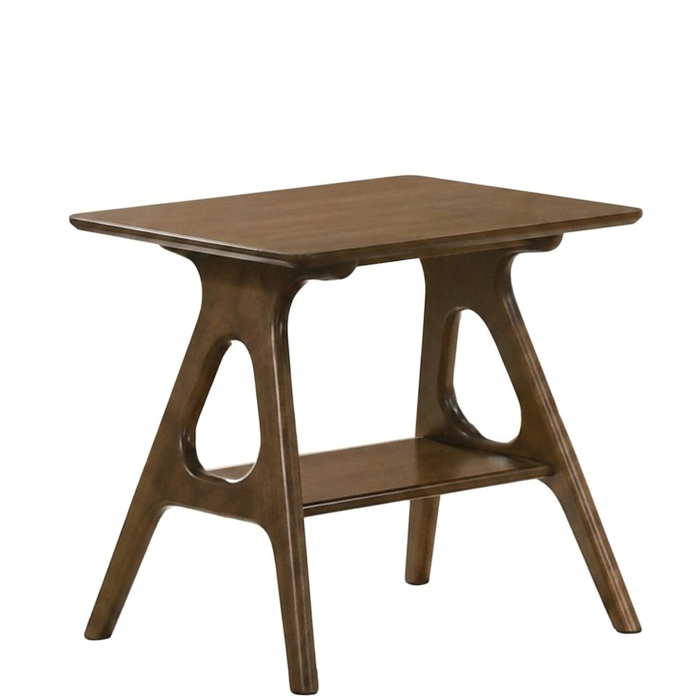 Arona Mid-Century Modern Wood End Table with Shelf. Picture 1