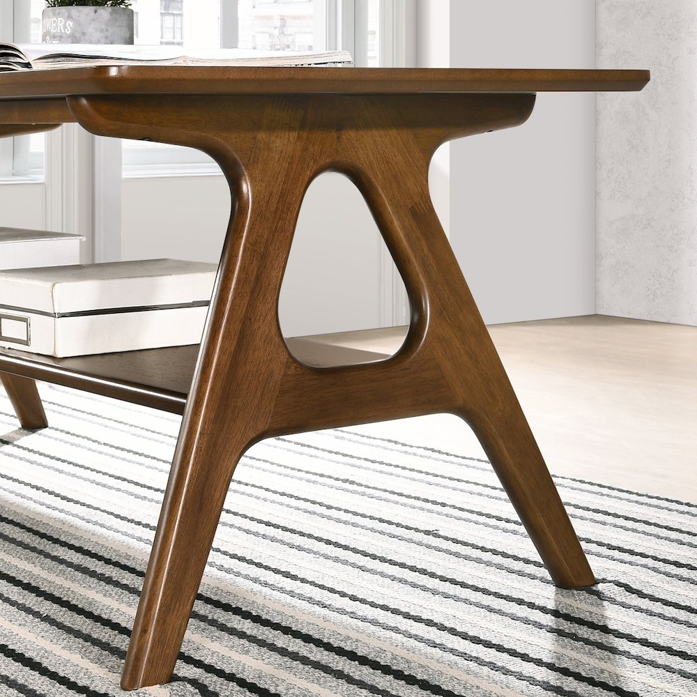 Arona Mid-Century Modern Wood End Table with Shelf. Picture 5