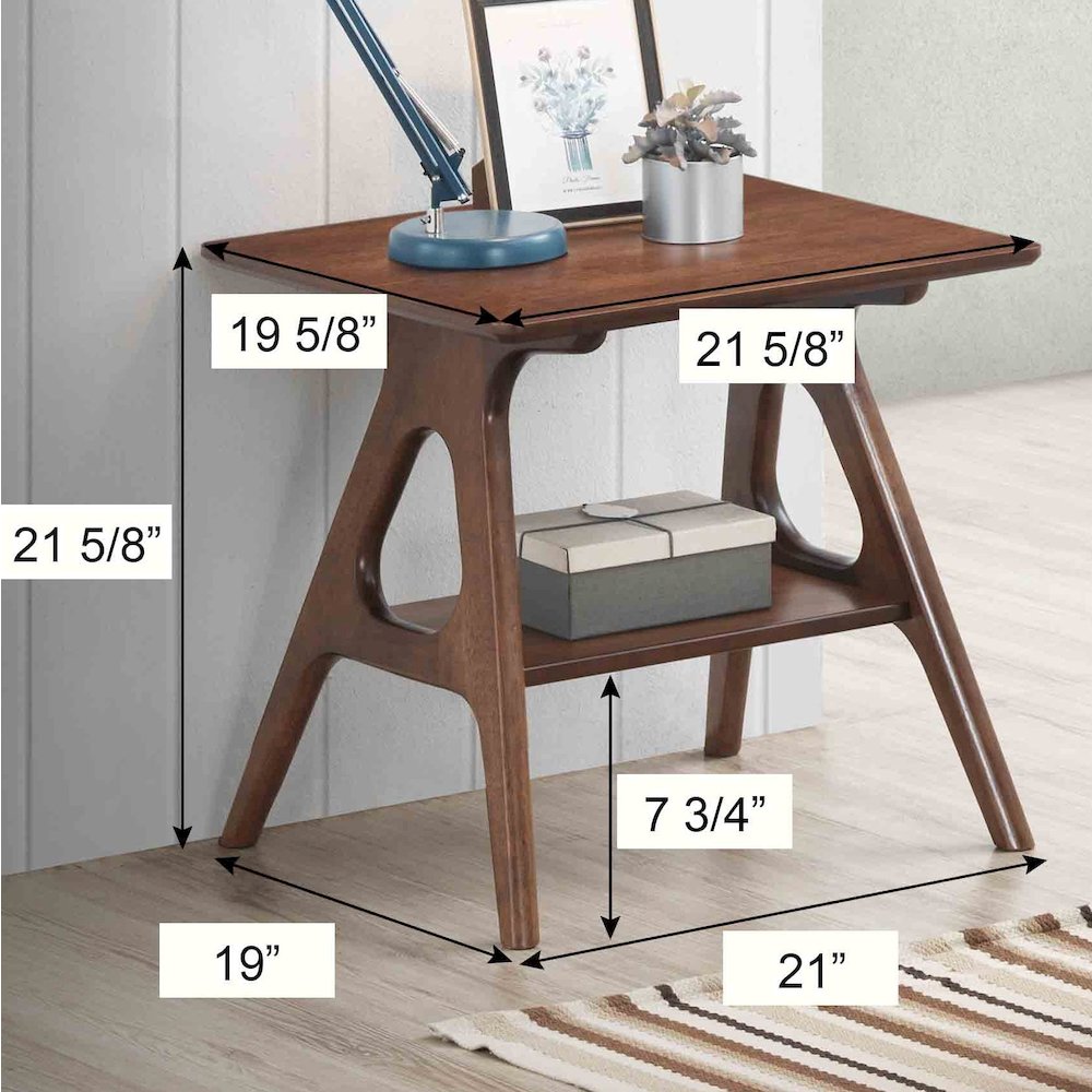 Arona Mid-Century Modern Wood End Table with Shelf. Picture 7