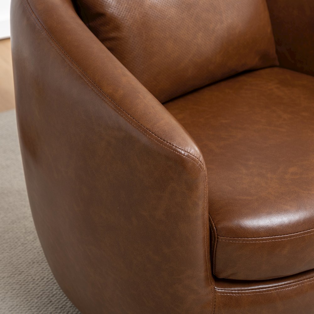 Orenza Modern Faux Leather Swivel Barrel Accent Club Chair. Picture 12