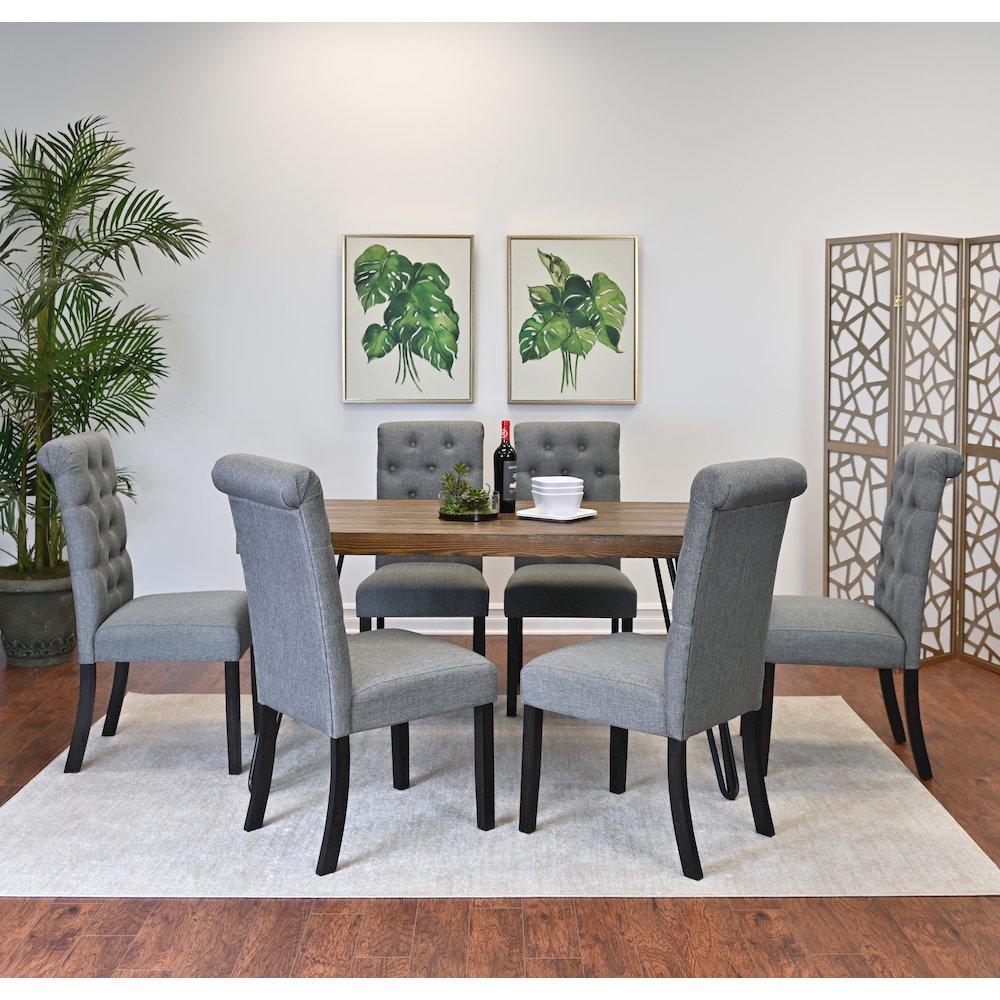 Ashford 7-Pc Dining Set, Hairpin Dining Table with 6 Chairs, Gray. Picture 2
