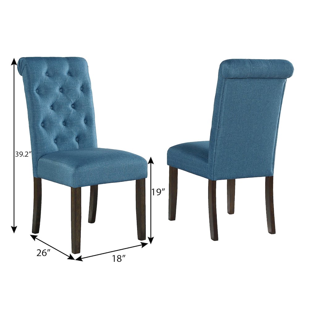 Ashford 7-Pc Dining Set, Hairpin Dining Table with 6 Chairs, Blue. Picture 13