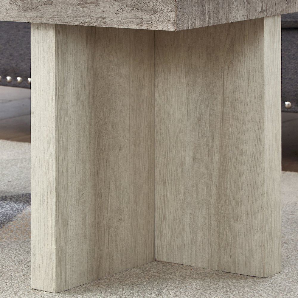 Mchome Square End Table, Nightstand, Weathered Gray and Beige. Picture 5