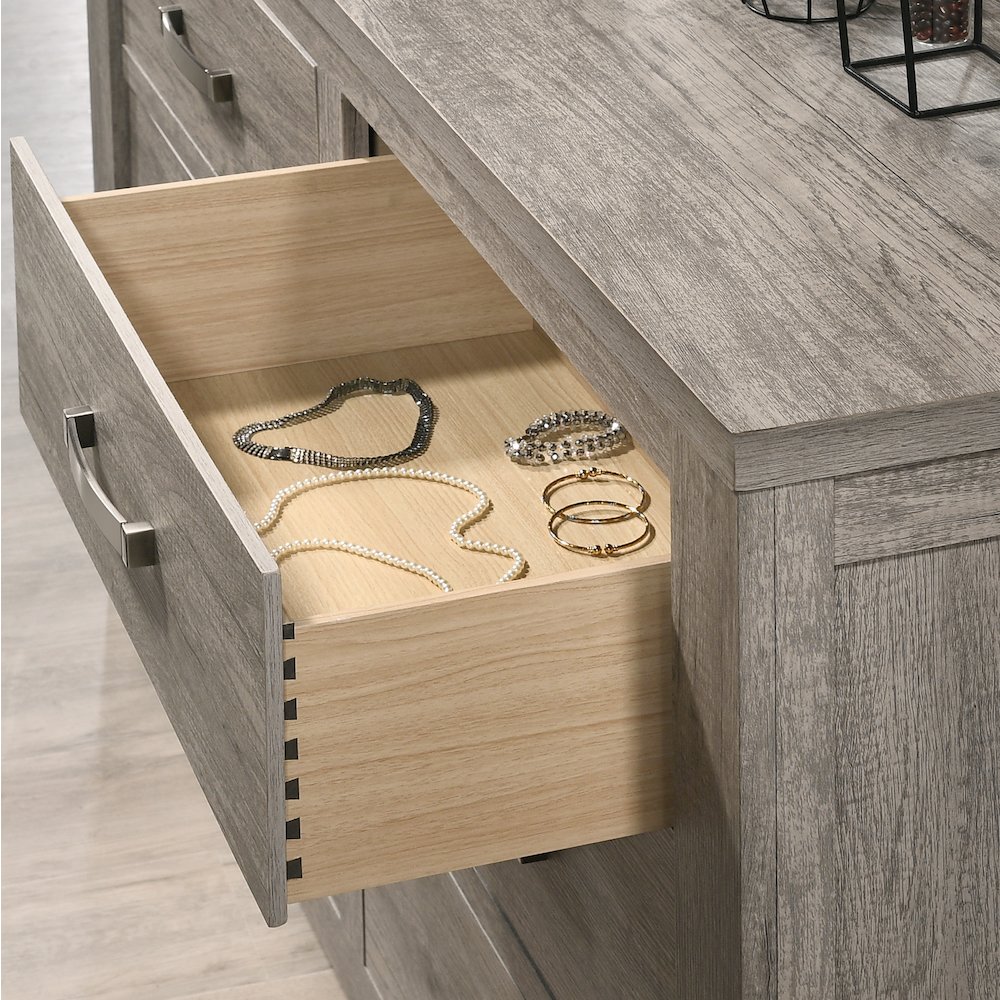 Floren Contemporary Weathered Gray Wood 6-Drawer Dresser. Picture 3