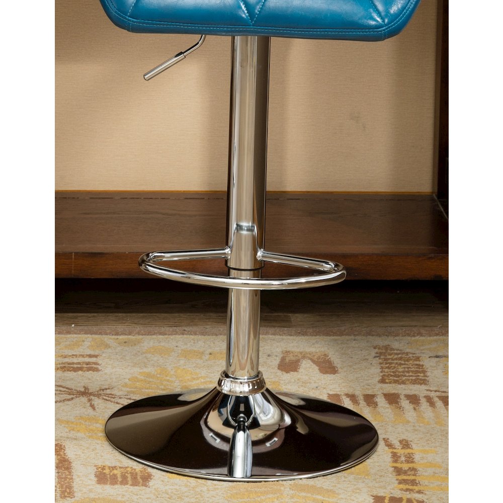 Glasgow Contemporary Tufted Adjustable Height Blue Bar Stools, Set of 2. Picture 10