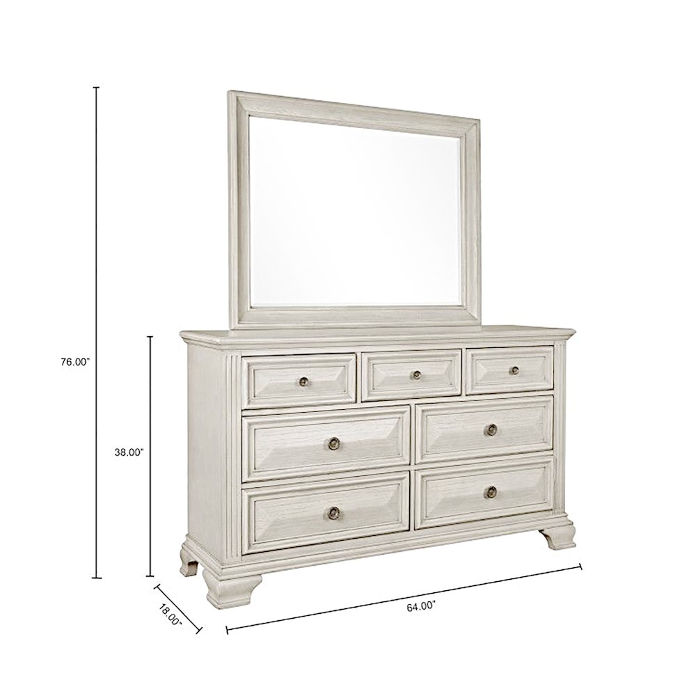 Parchment Wood Bedroom Set, King Bed, Dresser, Mirror, 2 Nightstands, Chest. Picture 15