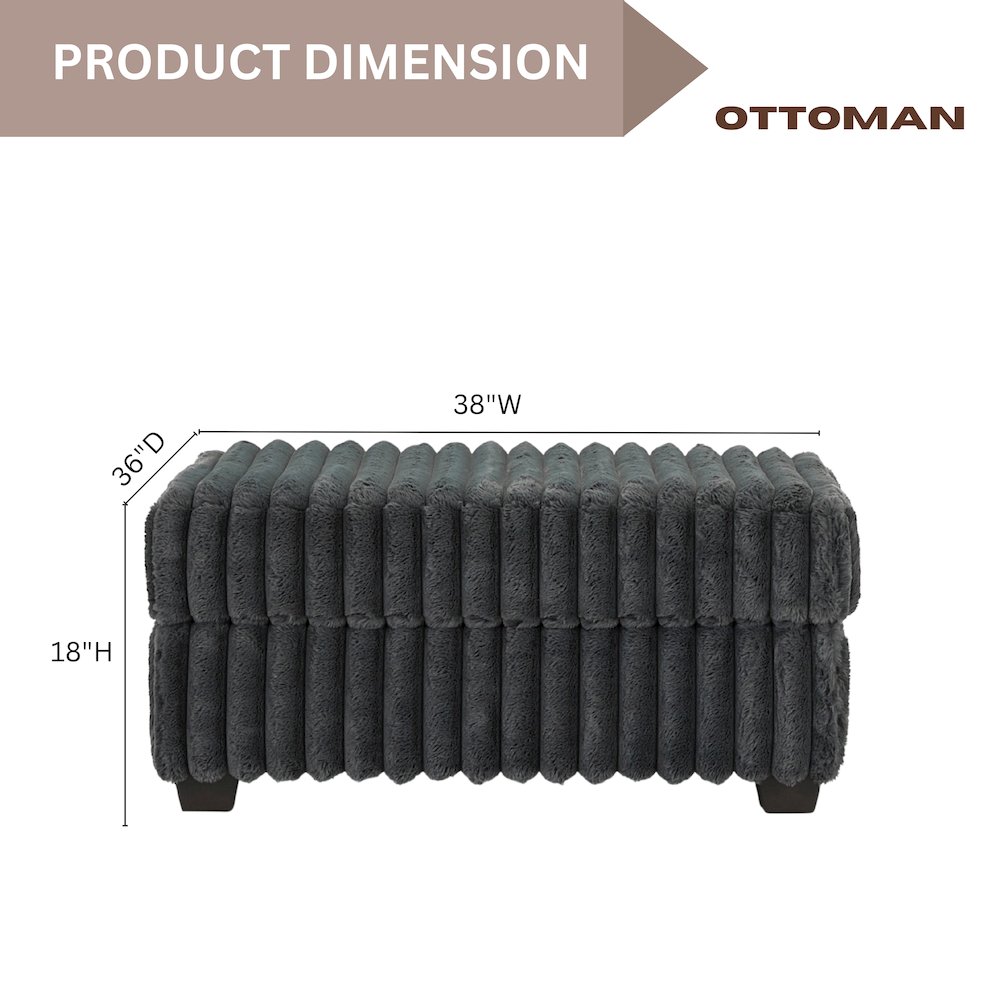 Belvoir 3-Piece Living Room Set, Sofa Cuddle Chaise and Ottoman, Charcoal. Picture 11