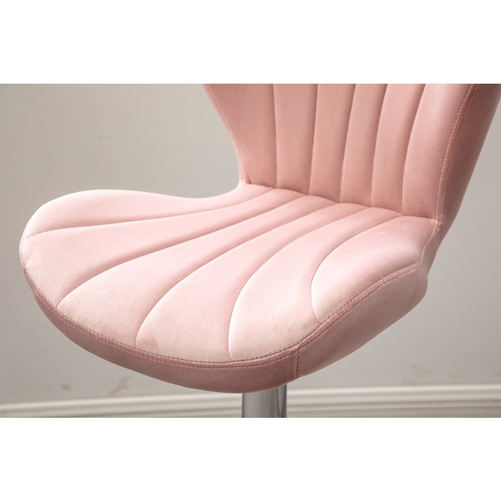 Ellston Upholstered Adjustable Swivel Barstools in Pink, Set of 2. Picture 8
