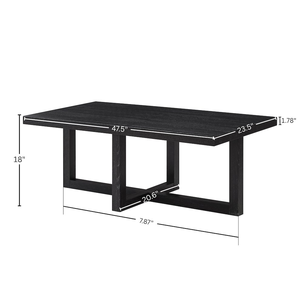 Luno 3-Piece Coffee Table Set, Coffee Table and Two End Tables, Black. Picture 16