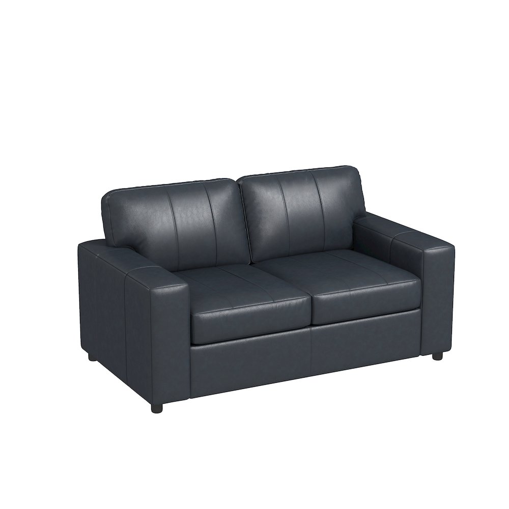 Sakan Leather Upholstered Loveseat, Blue. Picture 12