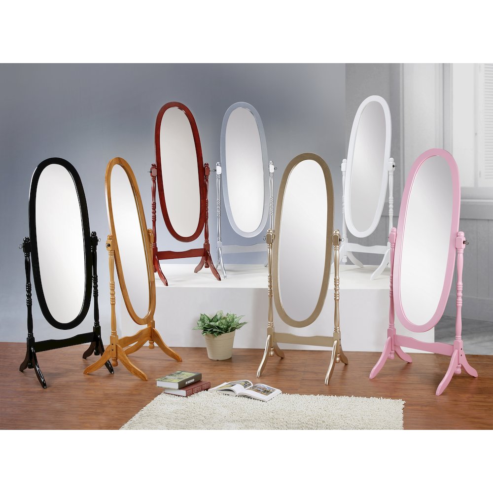 Audi Traditional Queen Anna Style Wood Floor Cheval Mirror, Pink Finish. Picture 5