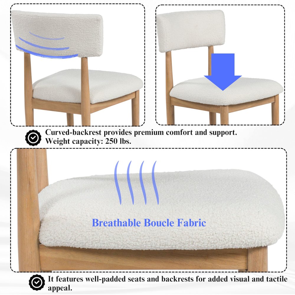 Ellis Boucle Upholstered Dining Chairs, Set of 2. Picture 5