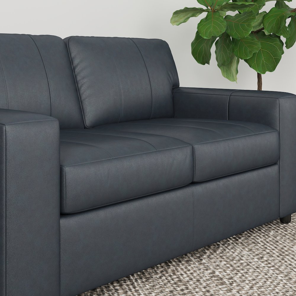 Sakan Leather Upholstered Loveseat, Blue. Picture 10