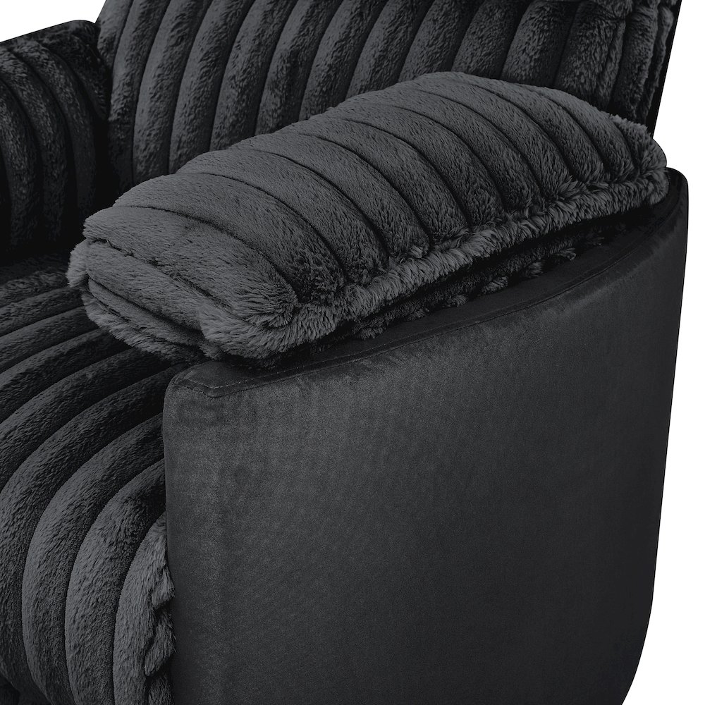 Bocaton Wide Wale Corduroy Upholstery Manual Recliner, Black. Picture 11