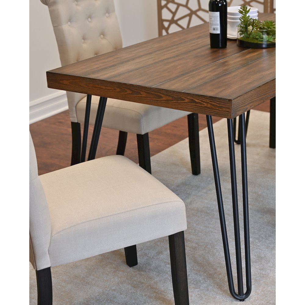 Ashford 7-Pc Dining Set, Hairpin Dining Table with 6 Chairs, Tan. Picture 9