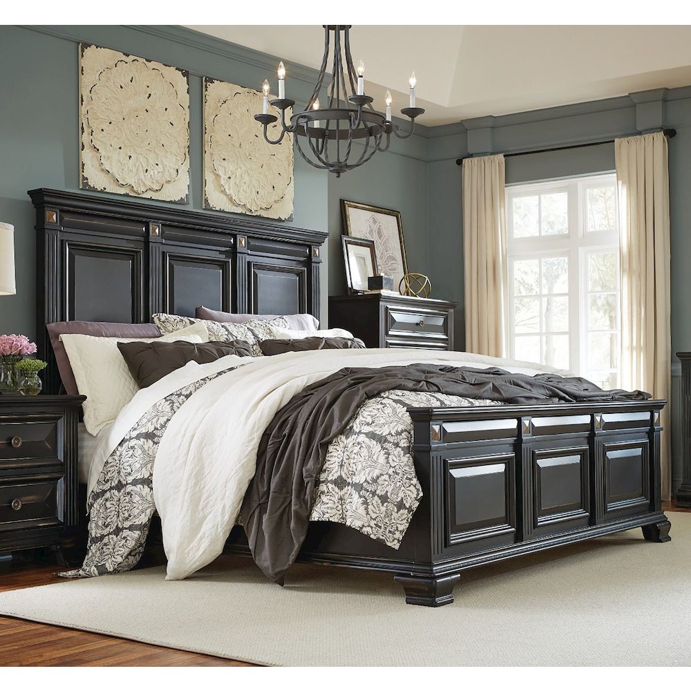 Renova Vintage Black Wood Panel Bed, King. Picture 2