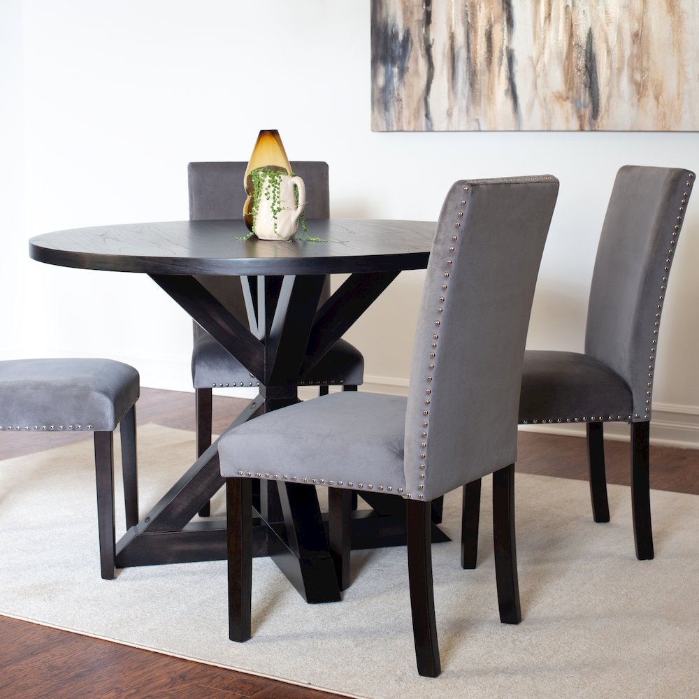 Enbridge 5-Pc Dining Set, Cross-Buck Dining Table with 4 Stylish Chairs, Gray. Picture 3