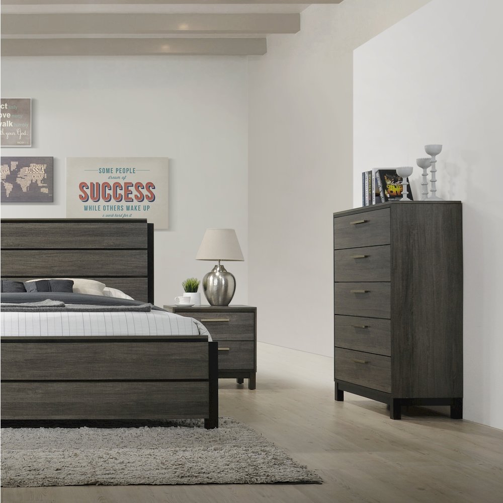 Ioana Antique Grey Finish Wood 5 Drawers Chest. Picture 6