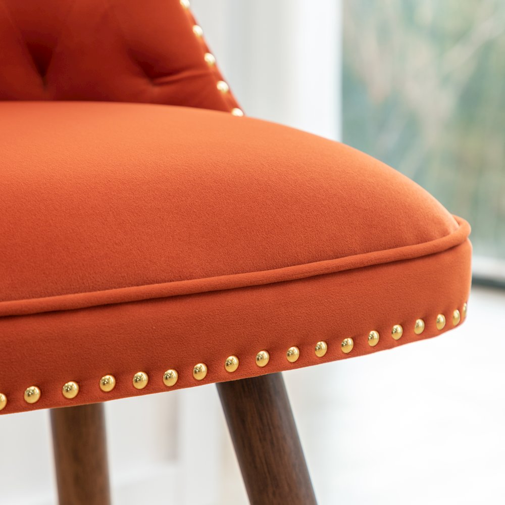Elvara Set of 2 Button-Tufted Counter Stools with Nailhead Trim - Orange. Picture 13
