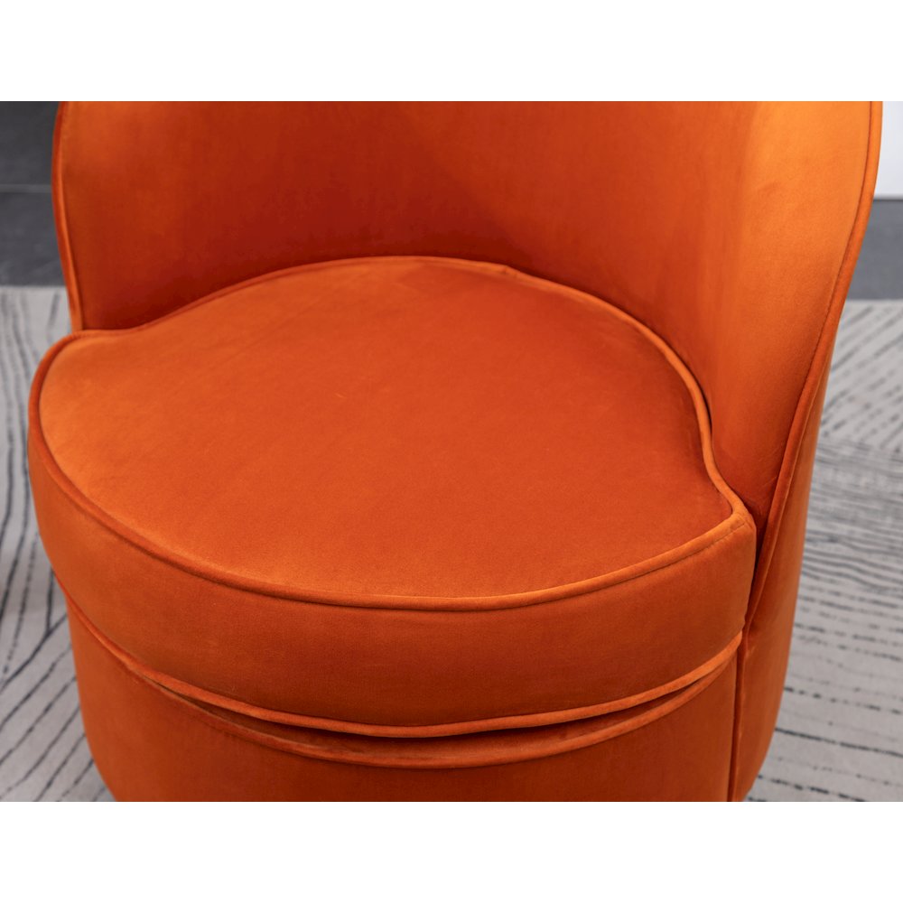 Wania Contemporary Velvet Swivel Chair, Orange. Picture 9