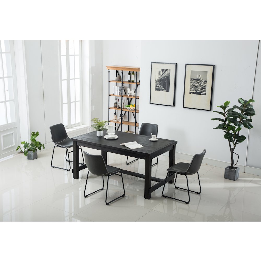 Lotusville Antique Wood Finished Dining Set: Table and Four Chairs, Grey. Picture 6