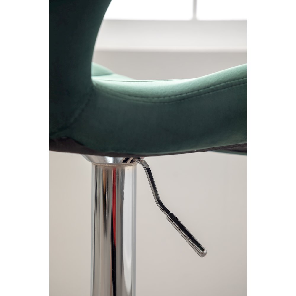 Ellston Upholstered Adjustable Swivel Barstools in Green, Set of 2. Picture 12