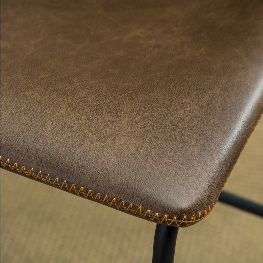 Lotusville Vintage PU Leather Dining Chairs, Antique Brown, Set of 2. Picture 9