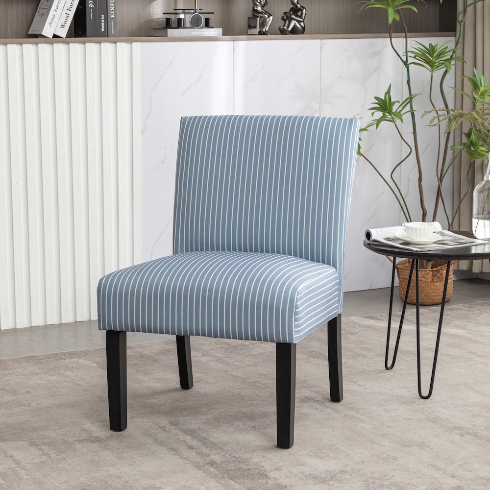 Botticelli Blue Stripe Upholstered Slipper Accent Chair. Picture 5