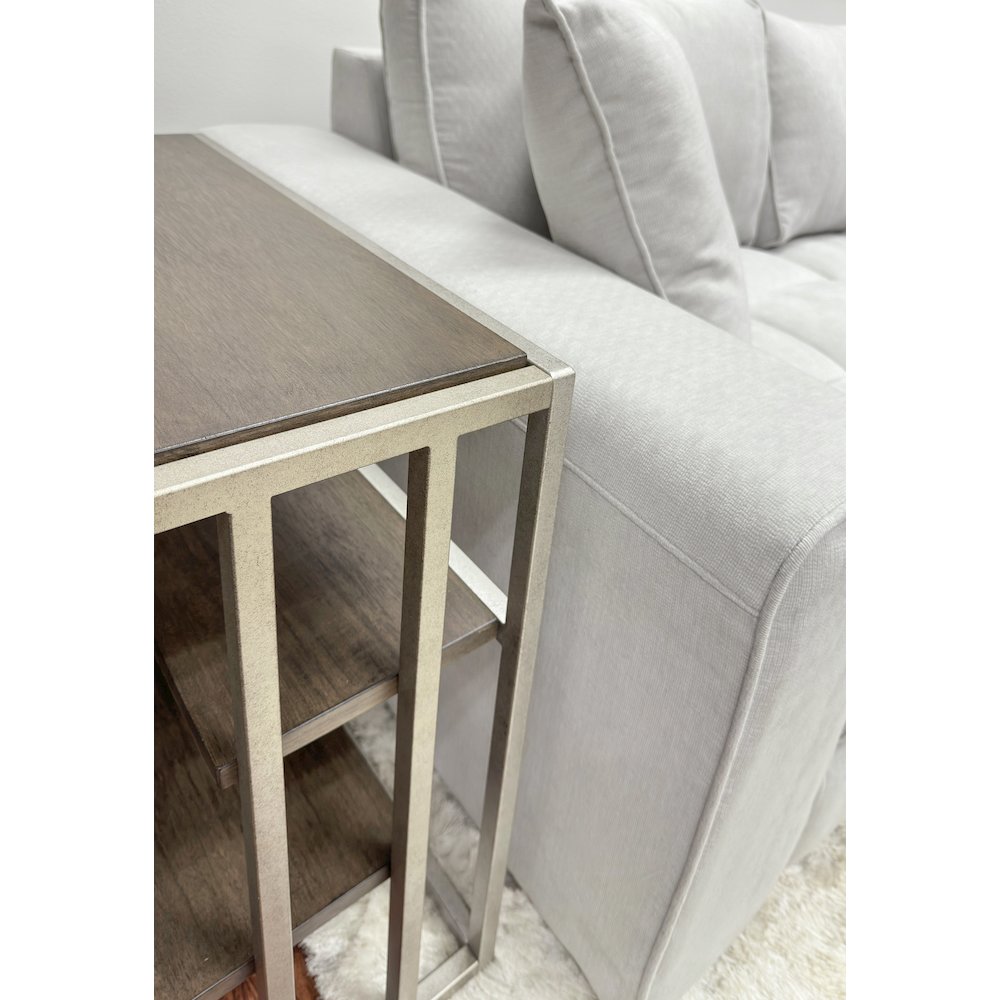 Padena Metal Frame Wood Living Room End Table with Shelf. Picture 6