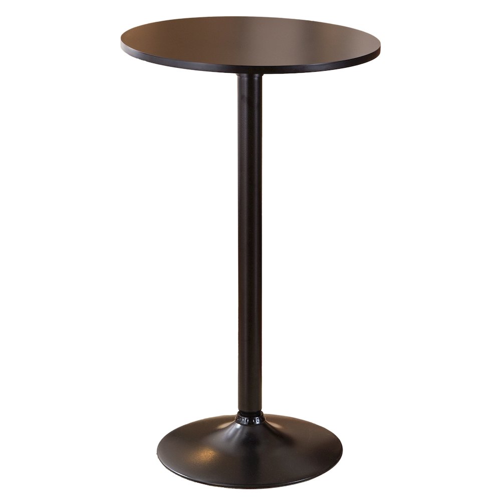 Belham Black Round Top with Black Leg And Base Metal Bar Table. Picture 1