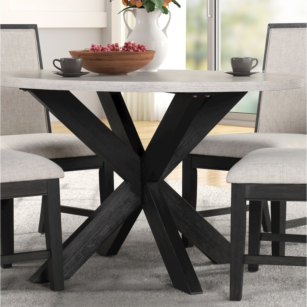 Gates Round Dining Table, Criss-Cross Base, Gray. Picture 8