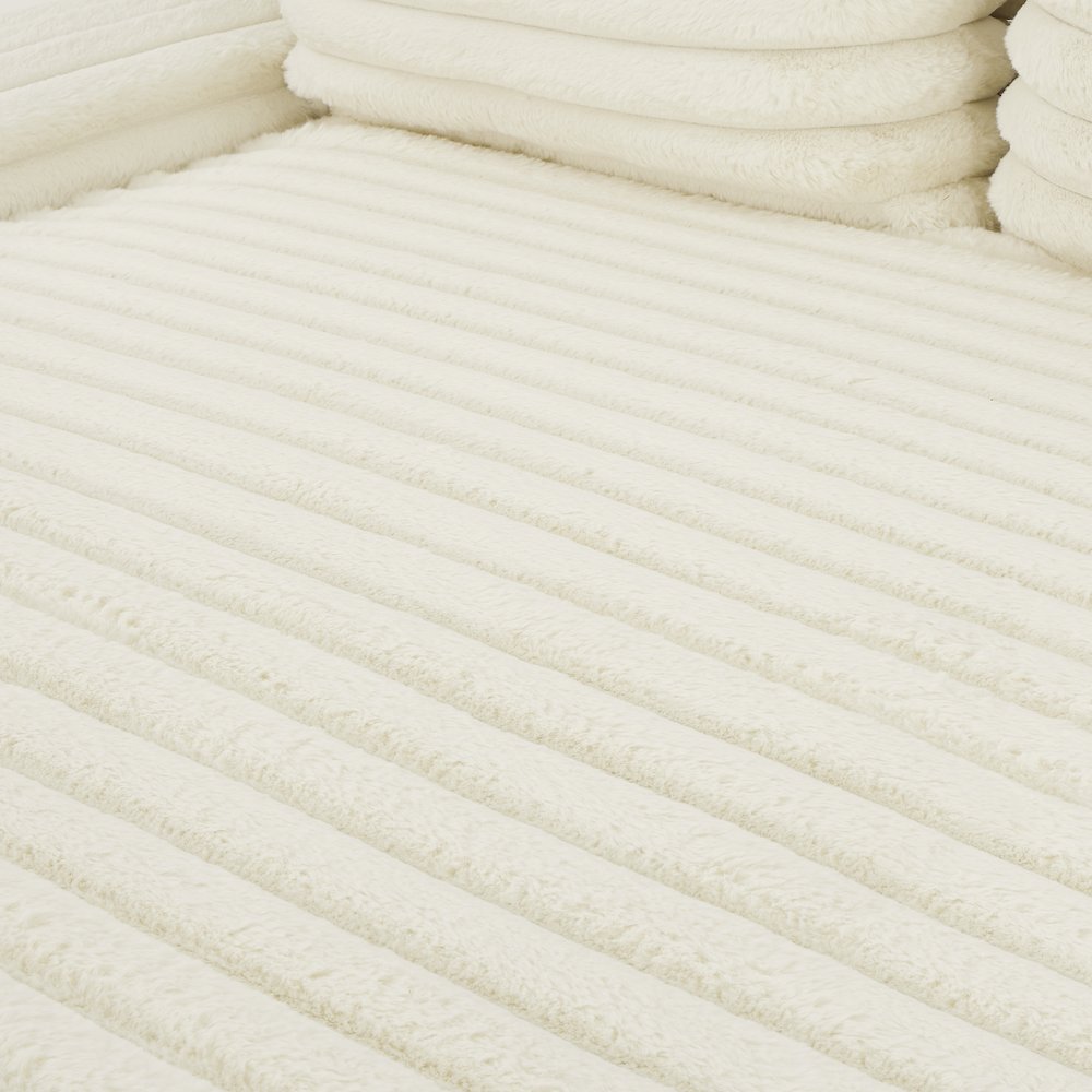 Gaviella Wide Wale Corduroy Oversized Multi-Functional Chaise Lounge, White. Picture 9
