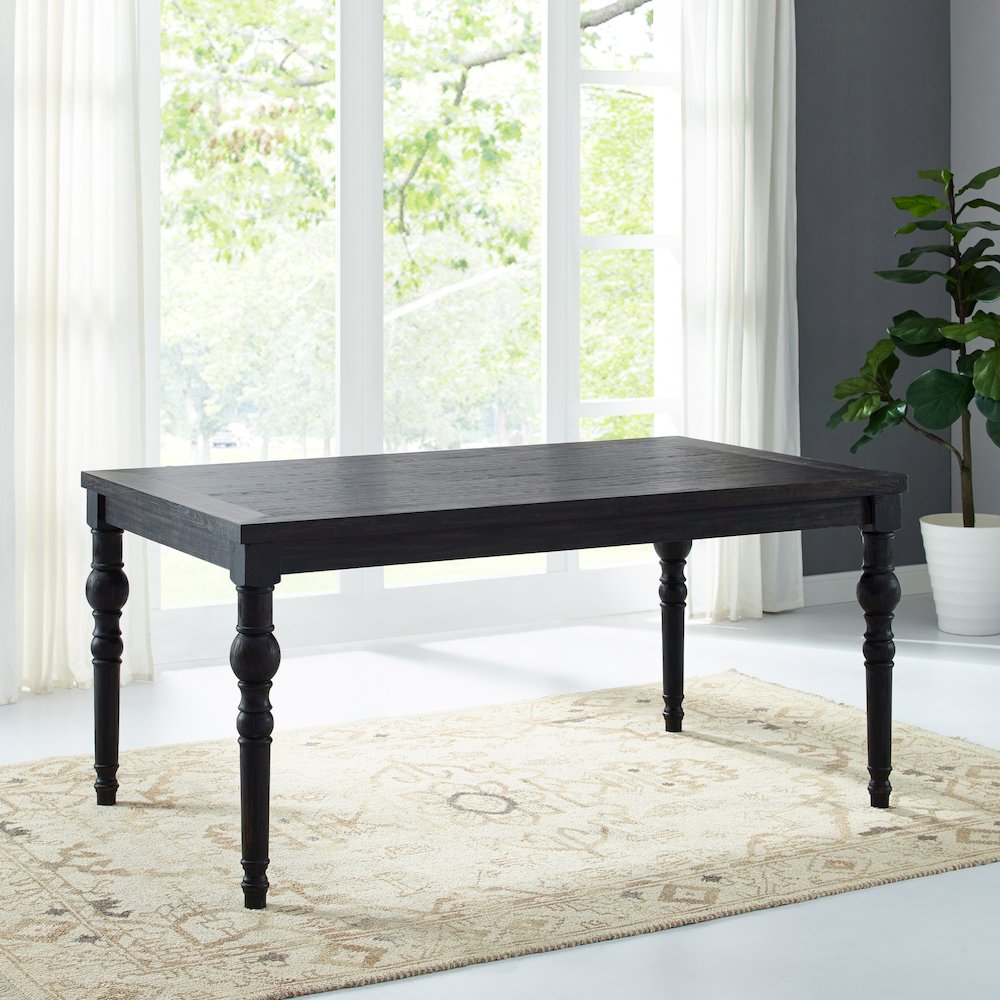 Leviton Urban Style Dark Wash Wood Dining Set Table, 4 Chairs and Bench, Tan. Picture 3